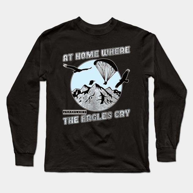 Parahawking, paragliding pilot with bird of prey Long Sleeve T-Shirt by The Hammer